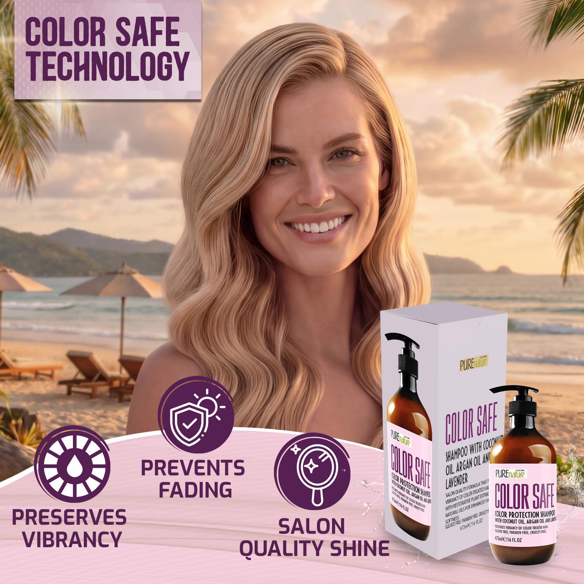 Color Safe Shampoo   Sulfate Free for Color Treated Hair   Moisturizing and Nourishing Care   Paraben Free Color Protecting Formula   Professional Salon Grade Quality for Men and Women   16 Fl Oz